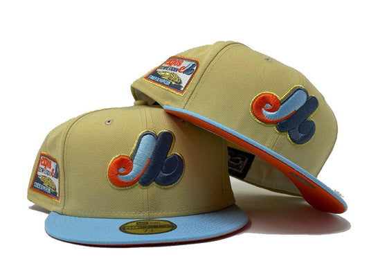 MONTREAL EXPOS OLYMPIC STADIUM "SUNRISE GRADIENT"  ORANGE BRIM NEW ERA FITTED HAT