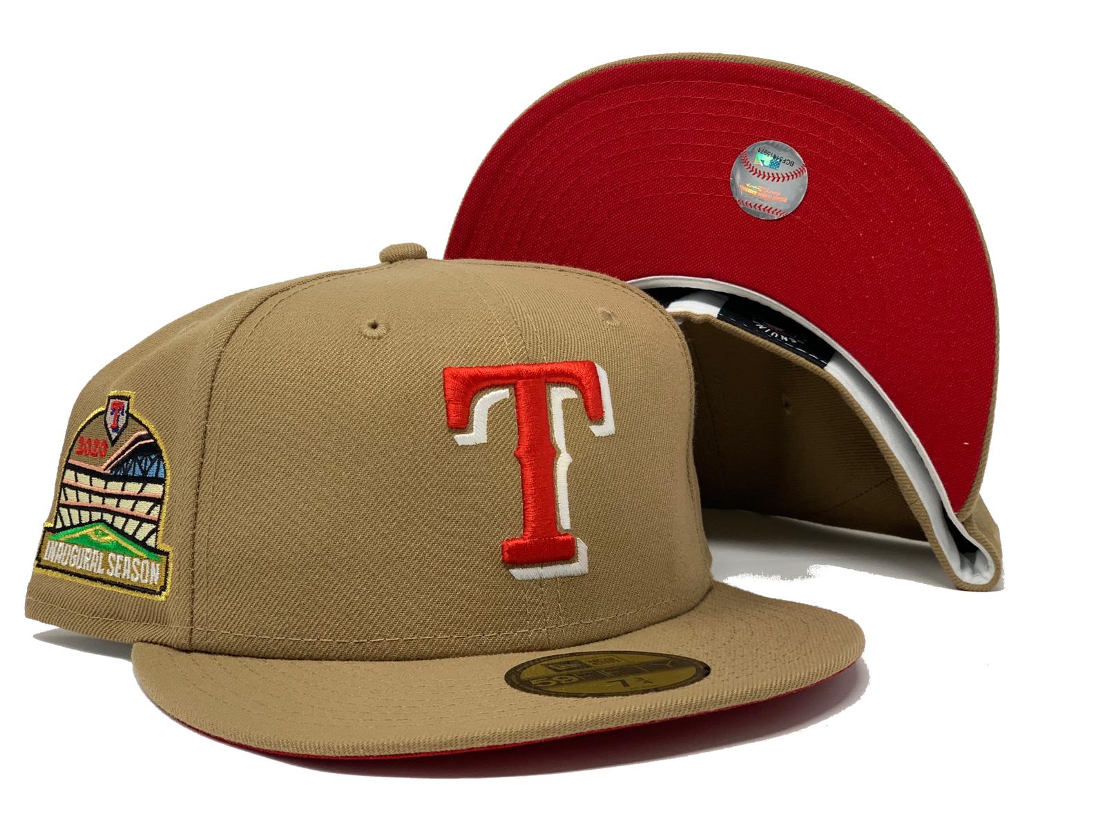 New Era Texas Rangers Fitted Hat Two-Tone Cream/Red Sz 7 3/8 (#9859)