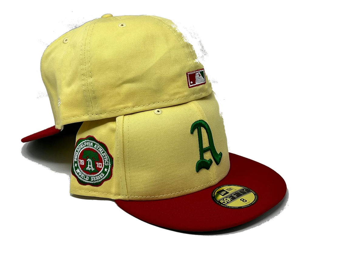 PHILADELPHIA ATHLETICS 1910 WORLD SERIES GREEN BRIM 5950 NEW ERA FITTED HAT