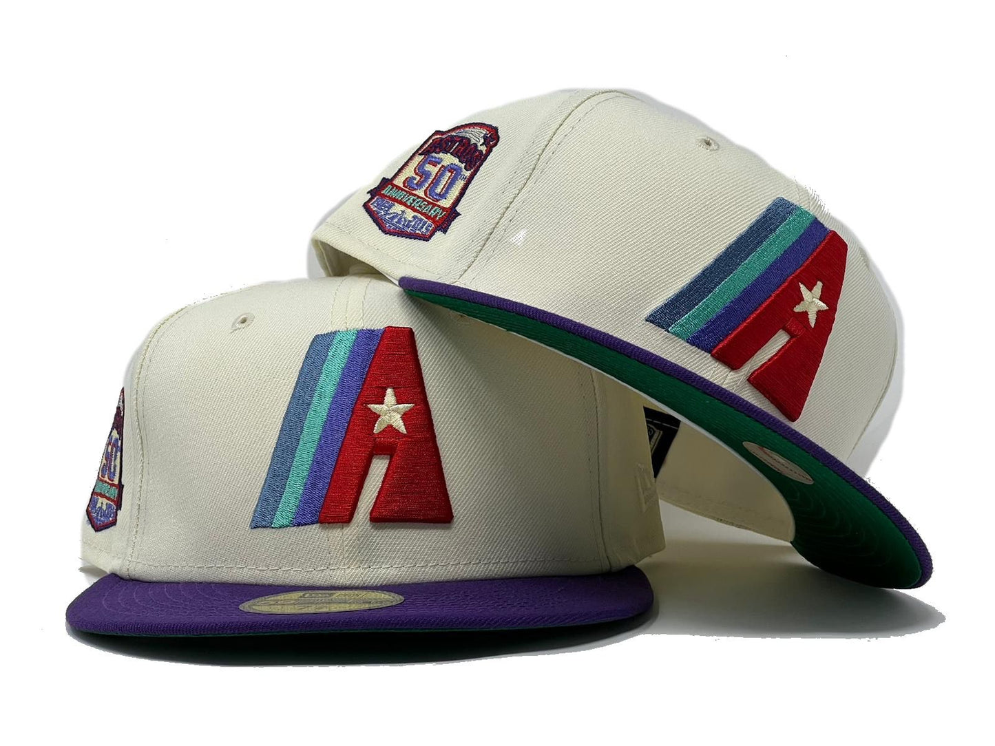 HOUSTON ASTROS 50TH ANNIVERSARY "GOOD VS EVIL" GREEN BRIM NEW ERA FITTED HAT