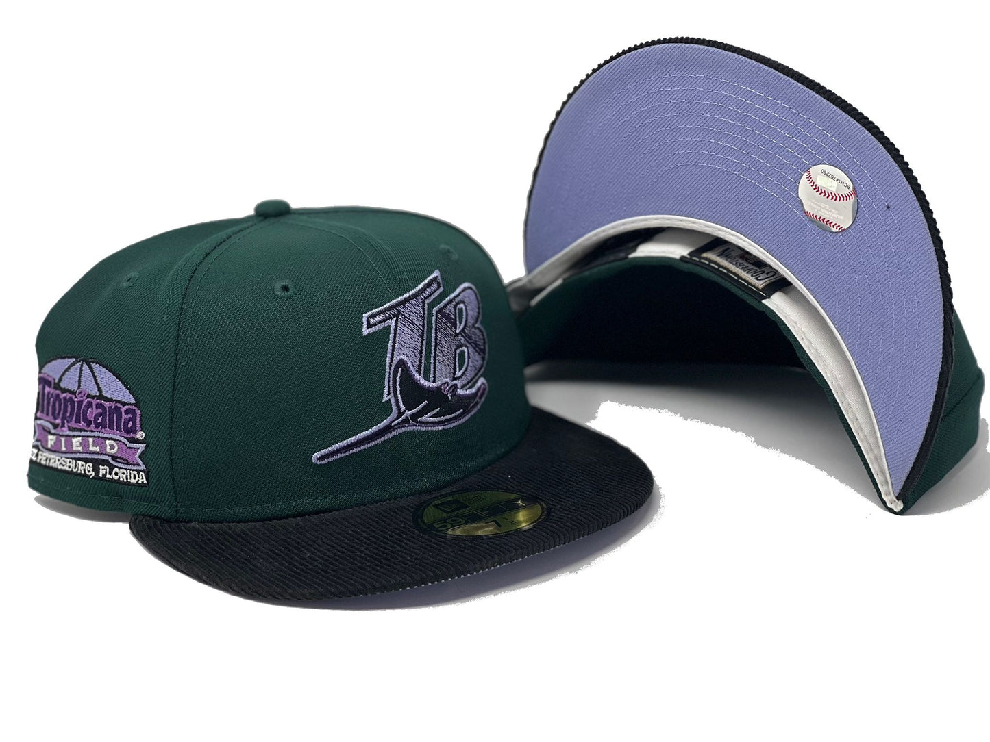 TAMPA BAY RAYS TROPICANA FIELD CORD VISOR LIGHT PURPLE BRIM NEW ERA FITTED HAT