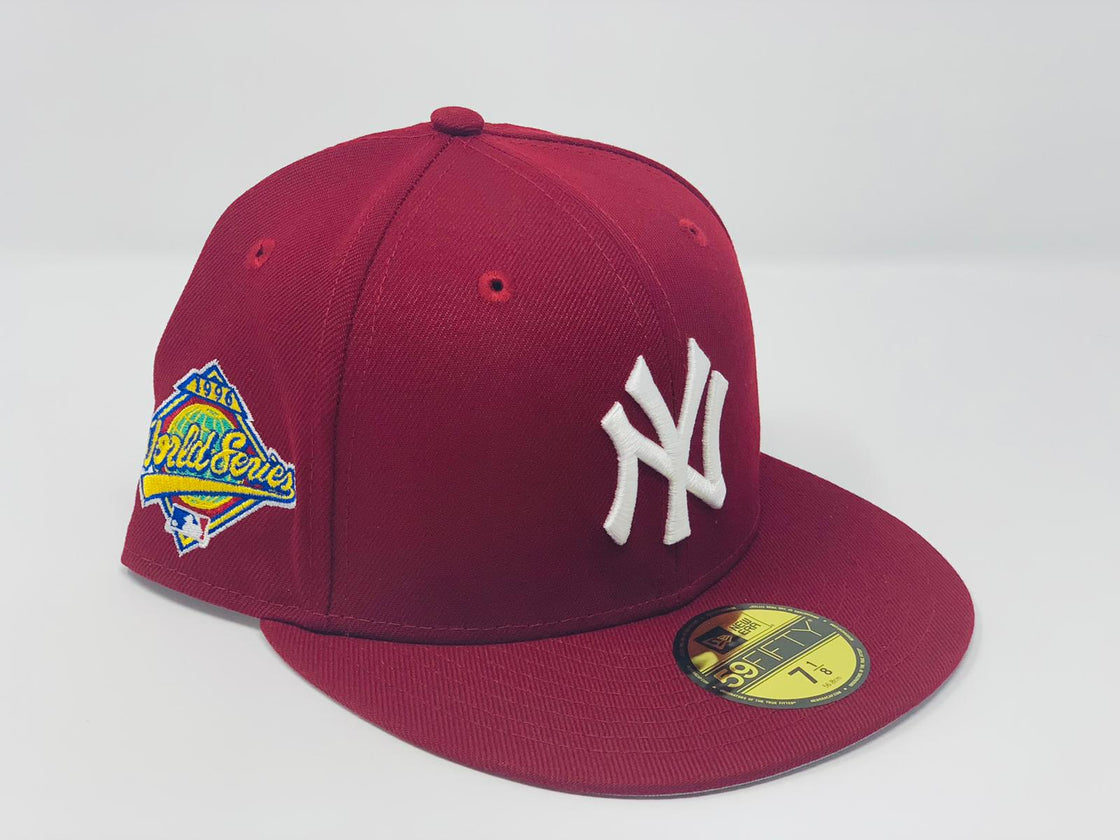 NEW YORK YANKEES 1996 WORLD SERIES BURGUNDY GRAY BRIM NEW ERA FITTED HAT
