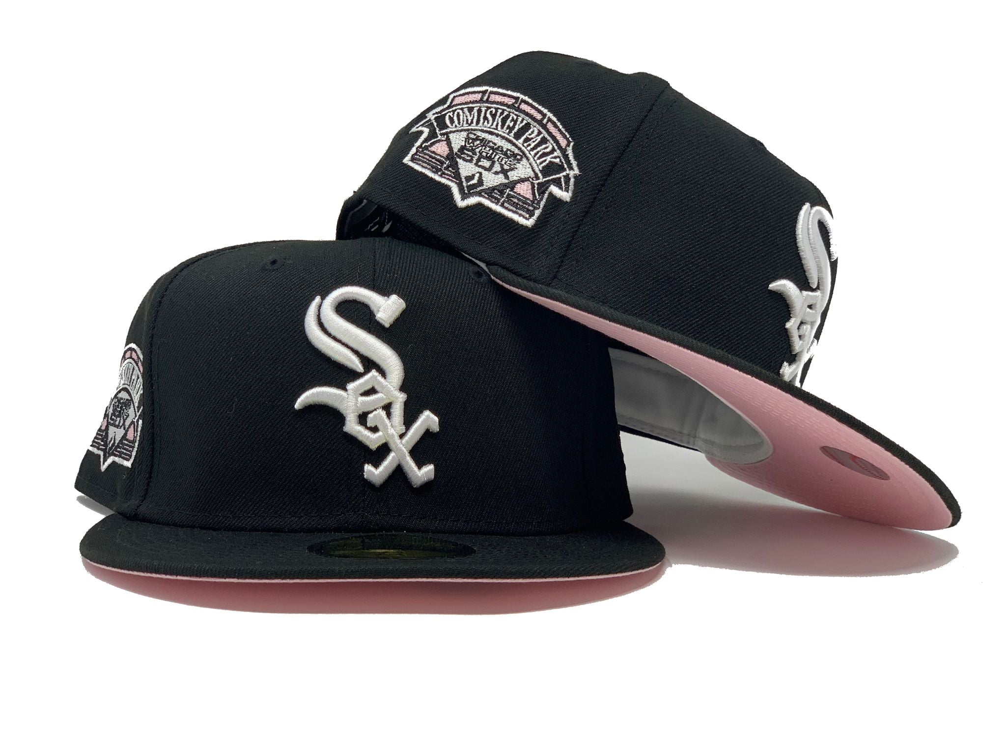 Chicago White Sox COMISKEY PARK New Era 59Fifty Fitted Hat Black Grey Under  Brim 