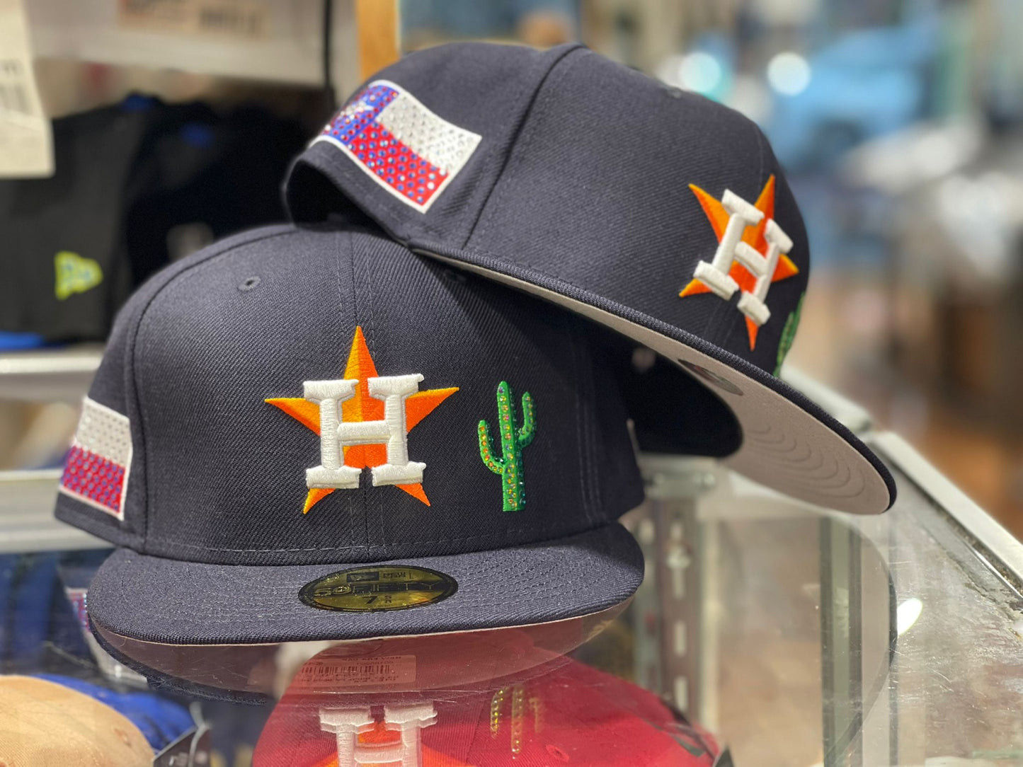 Navy Blue Houston Astros MLB Crystal Icons New Era Fitted Hat