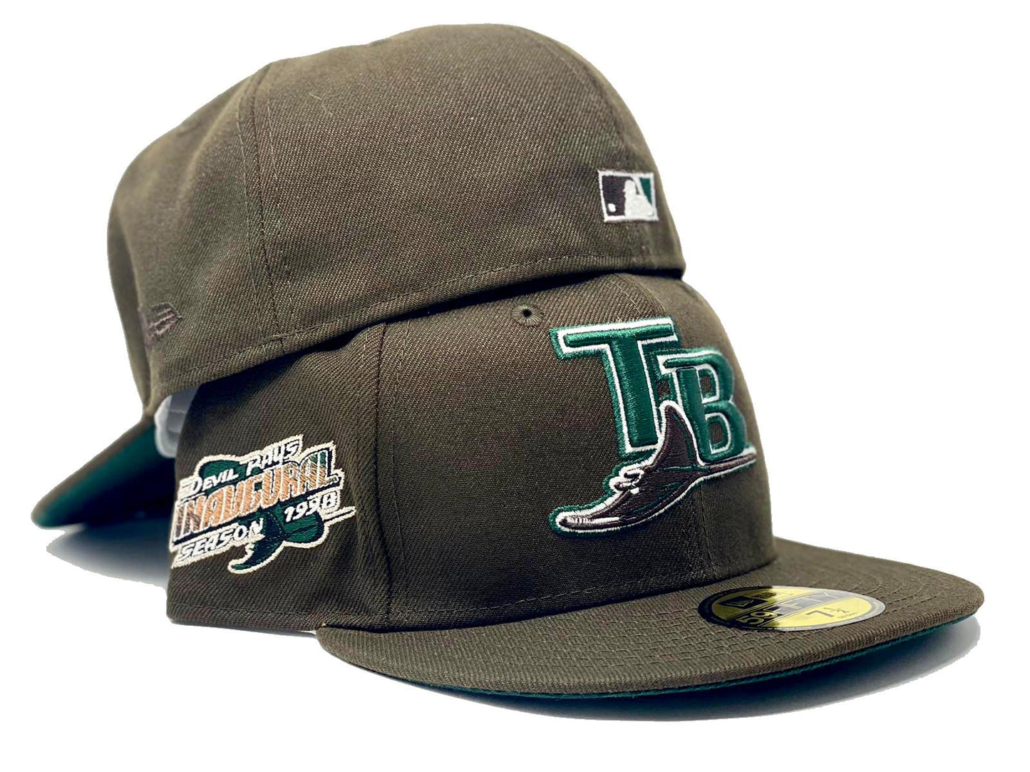 TAMPA BAY INAUGURAL SEASON " BEEF AND BROCCOLI" WALNUT GREEN BRIM NEW ERA FITTED HAT