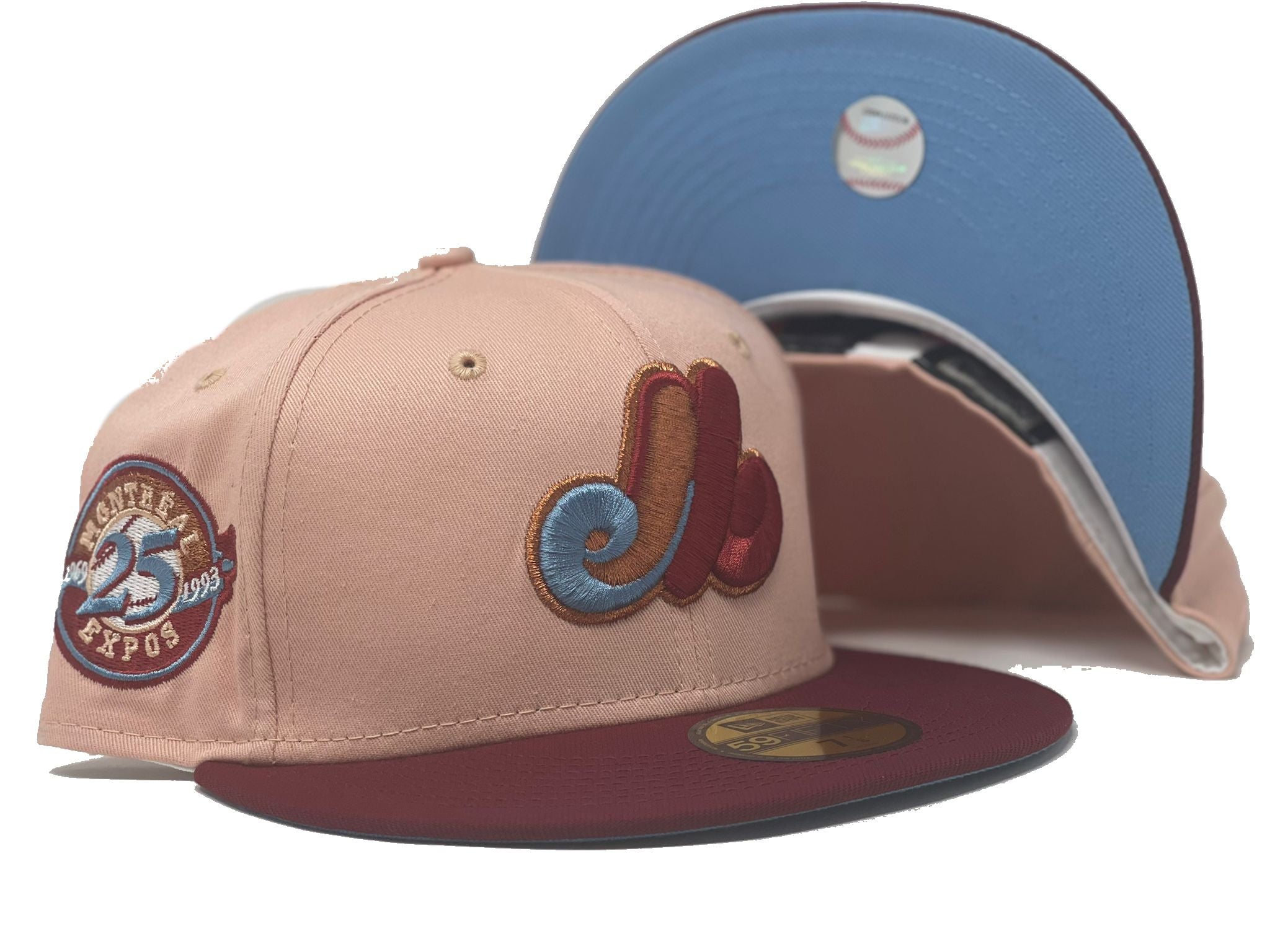 Montreal Expos New Era Custom Corduroy Brim Cream 59FIFTY Fitted Hat, 7 / Cream