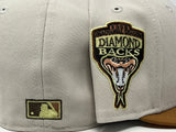 ARIZONA DIAMONDBACKS  1998 INAUGURAL SEASON STONE CAMEL VISOR PEACH BRIM NEW ERA FITTED HAT