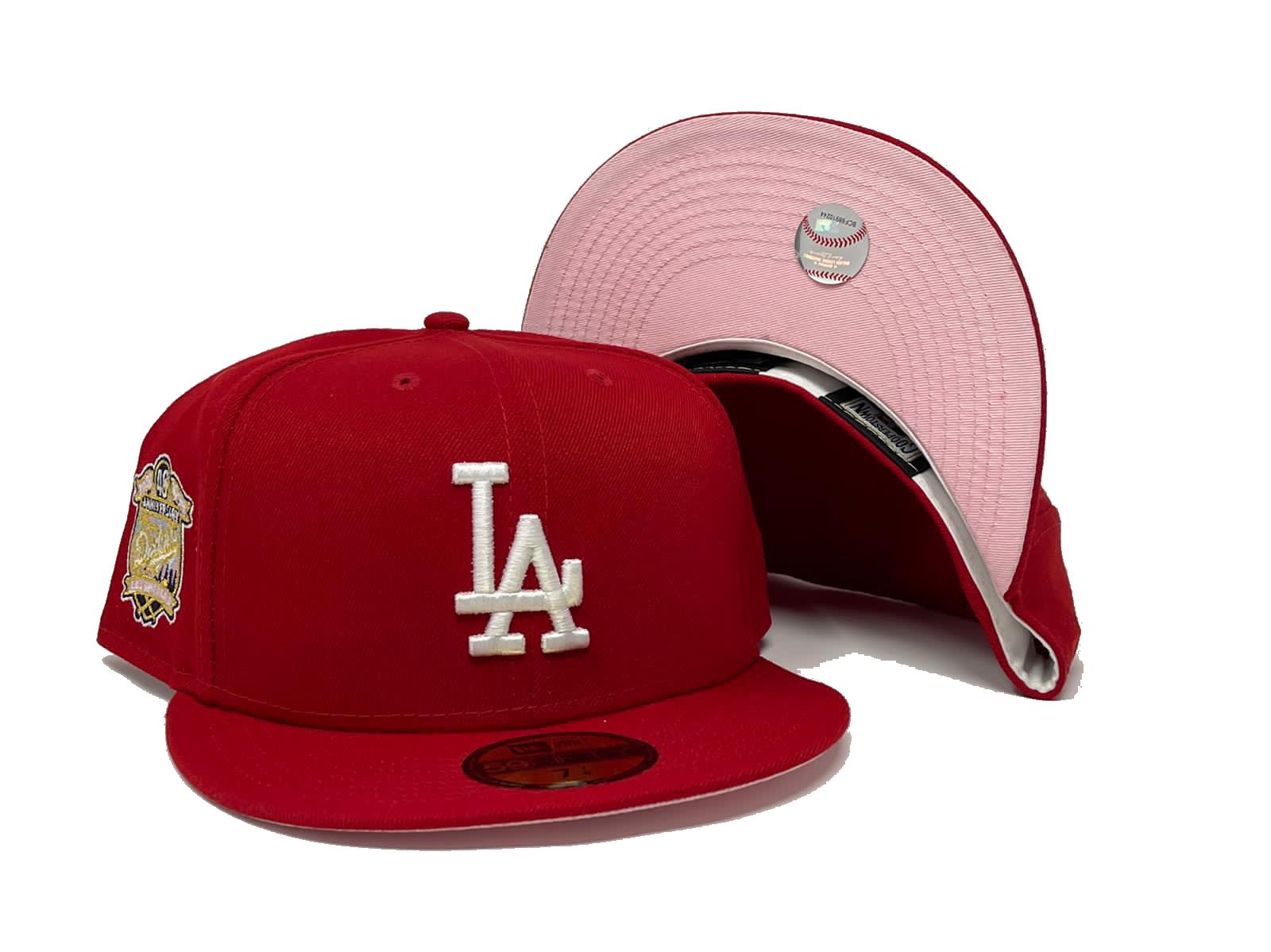 LOS ANGELES DODGERS 40TH ANNIVERSARY RED PINK BRIM NEW ERA FITTED
