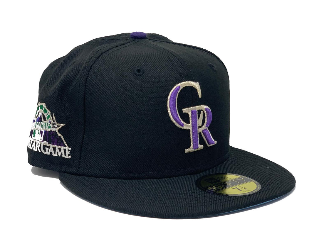COLORADO ROCKIES 1998 ALL STAR GAME BLACK ICY BRIM NEW ERA FITTED HAT