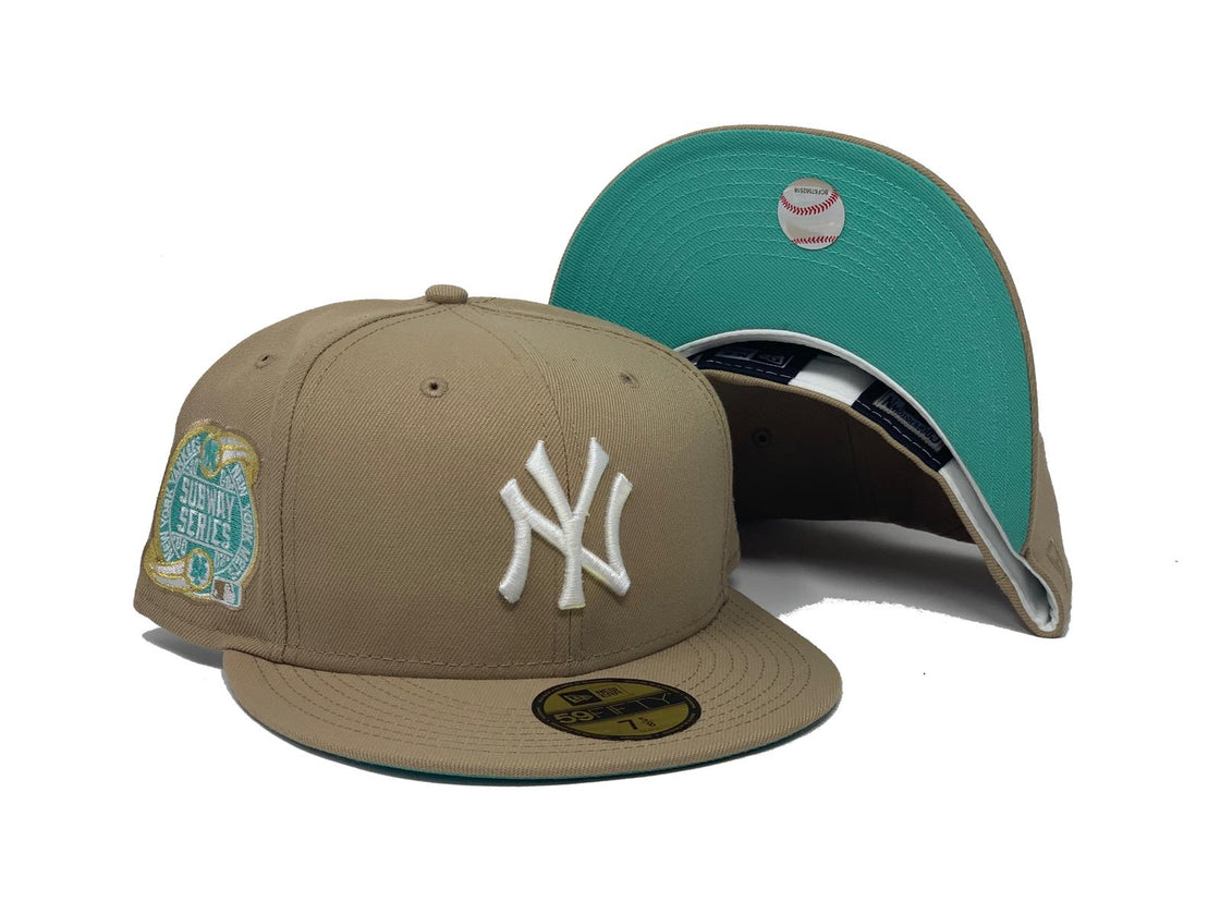 NEW YORK YANKEES SUBWAY SERIES CAMEL CLEAR MINT BRIM NEW ERA FITTED HAT