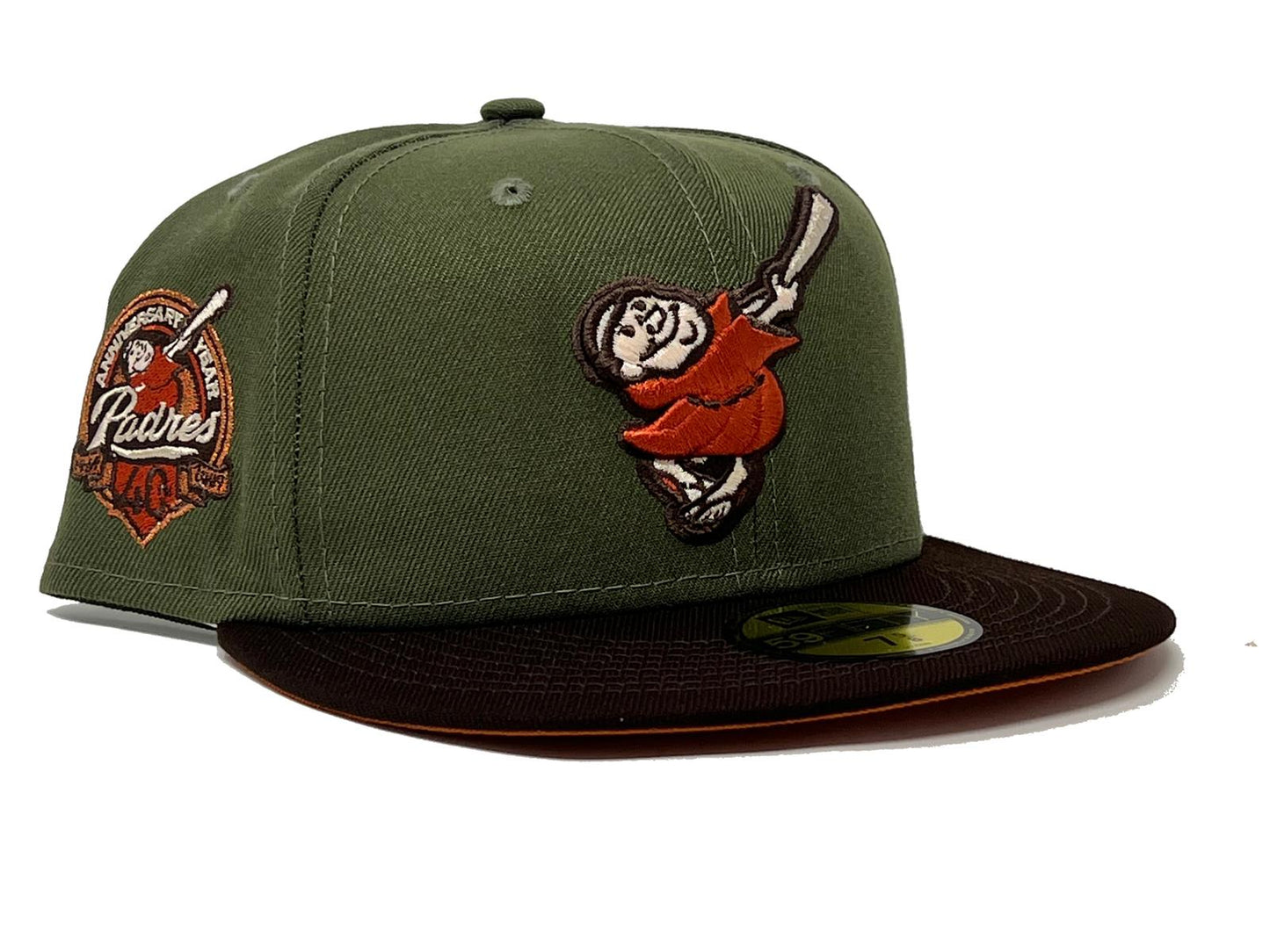SAN DIEGO PADRES 40TH ANNIVERDSRY " OLIVE RUST PACK" FALL ORANGR BRIM NEW