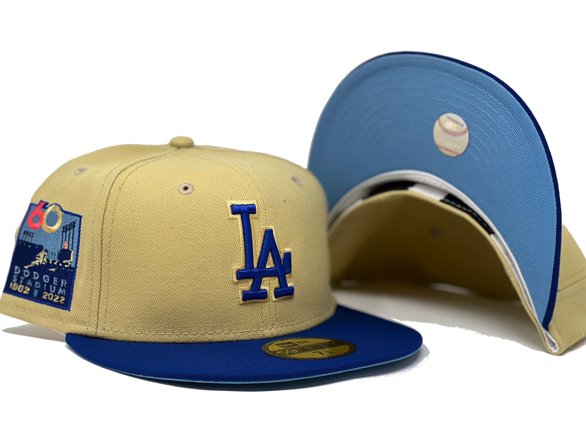 LOS ANGELES DODGERS 60TH SEASON YELLOW BRIM NEW ERA FITTED HAT