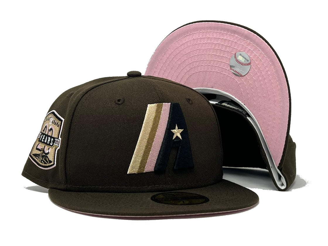 HOUSTON ASTROS 20TH ANNIVERSARY DARK MOCHA BROWN PINK BRIM NEW ERA FITTED HAT