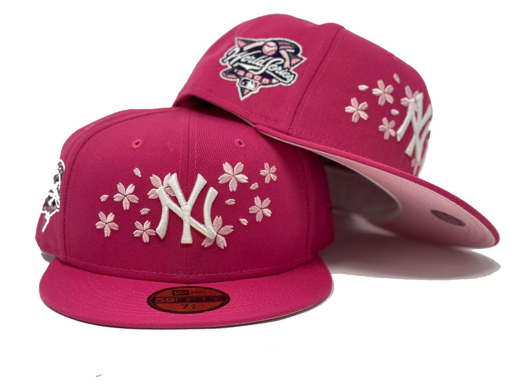 NEW YORK YANKEES 2000 WORLD SERIES BEETROOT PINK LIGHT PINK BRIM NEW ERA FITTED HAT