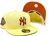 NEW YORK YANKEES 1999 WORLD SERIES SOFT YELLOW RUST ORANGE BRIM NEW ERA FITTED HAT