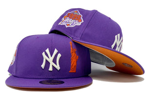 NEW YORK YANKEES 1999 WORLD SERIES PURPLE RUST ORANGE BRIM NEW ERA FITTED HAT