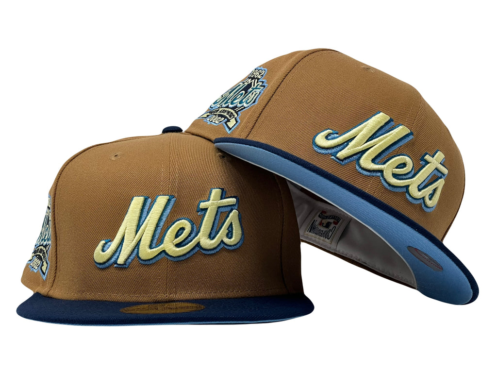 NEW YOEK METS 40TH ANNIVERSARY LIGHT BRONZE NAVY VISOR ICY BRIM NEW ERA FITTED HAT