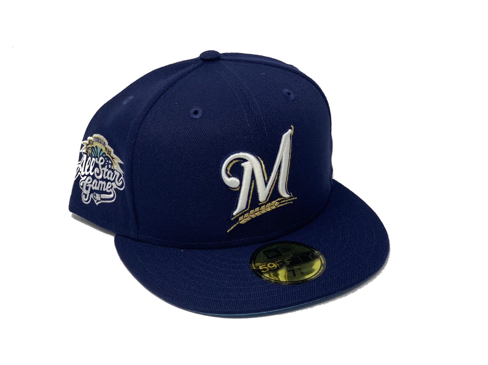 Milwaukee Brewers Hat Baseball Cap Fitted 7 1/2 Adult Mitchell Ness MLB  Blue USA