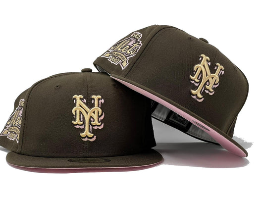 NEW YOEK METS 40TH ANNIVERSARY BROWN PINK BRIM NEW ERA FITTED HAT