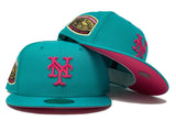 NEW YORK METS 1969 WORLD SERIES TEAL FUSION PINK BRIM NEW ERA FITTED HAT