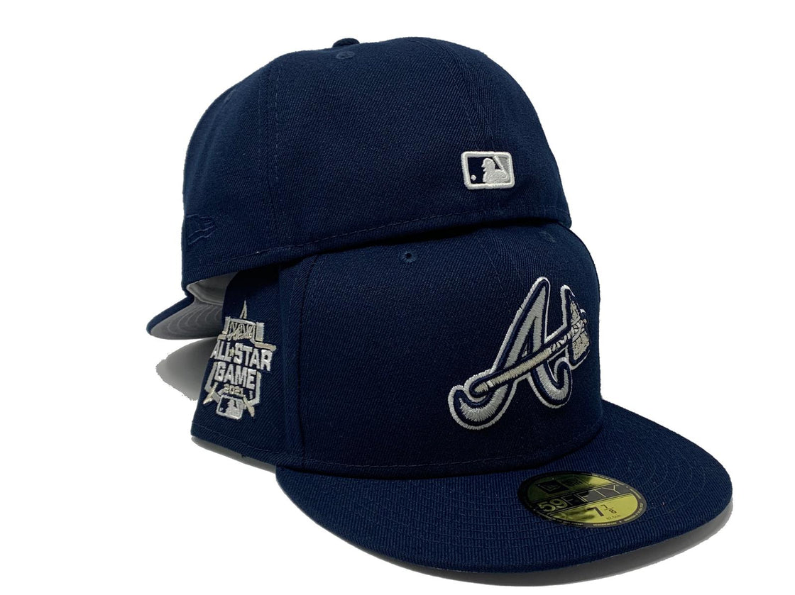 ATLANTA BRAVES 2021 ALL STAR GAME LIGHT NAVY GRAY BRIM NEW ERA FITTED  HAT