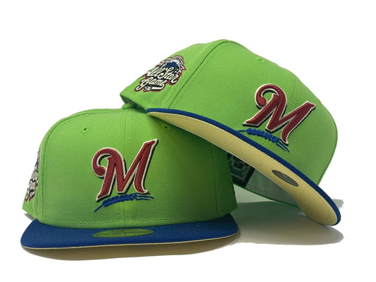 MILWAUKEE BREWERS 2002 ALL STAR GAME "PRINCESS PACK" SOFT YELLOW BRIM NEW ERA FITTED HAT
