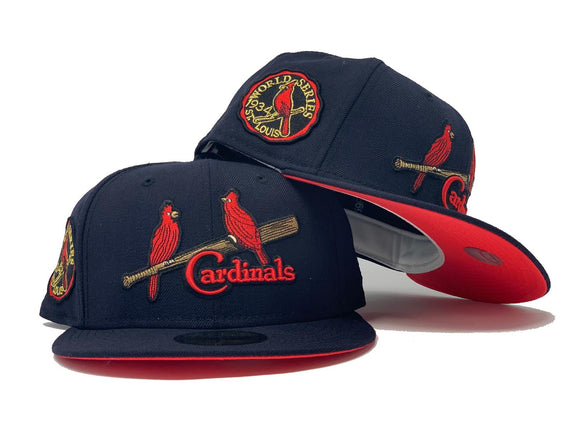 ST. LOUIS CARDINALS 1934 WORLD SERIES NAVY FUSION PINK BRIM NEW ERA FITTED HAT