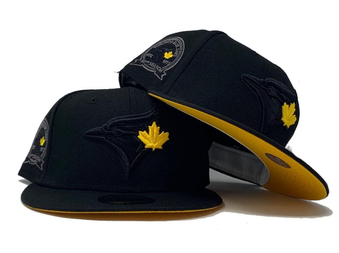 TORONTO BLUE JAYS 40TH SEASONS BLACK YELLOW BRIM NEW ERA FITTED HAT