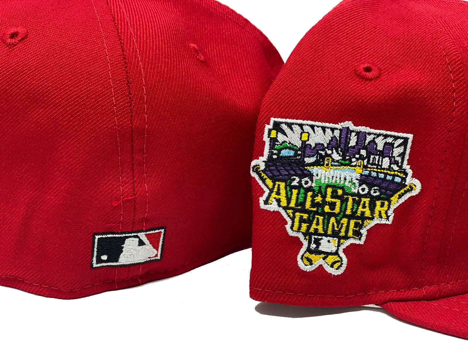 Pittsburgh Pirates 2006 All Star Game 59FIFTY New Era Fitted Hat (Glow in The Dark H Red Maroon Blush Sky Under BRIM) 7 1/8