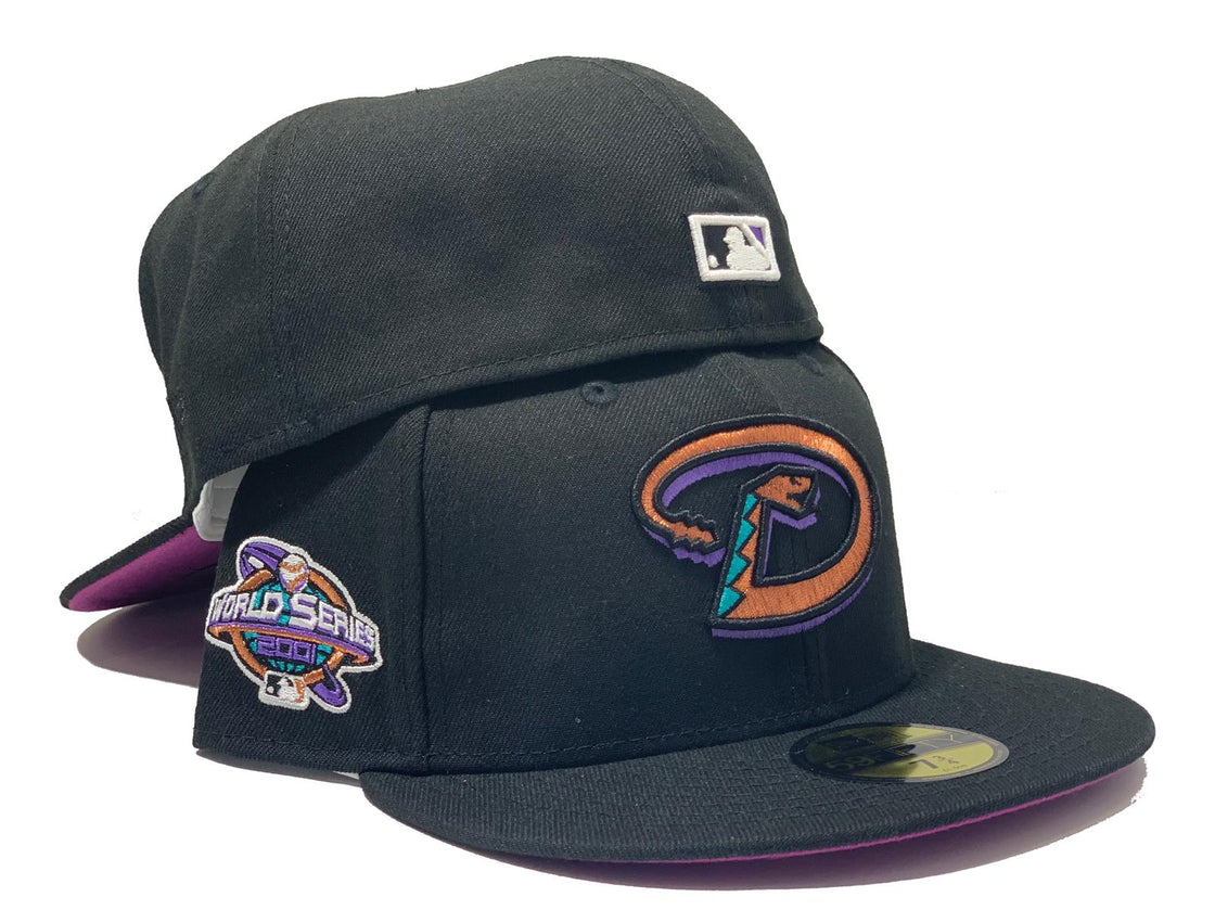 ARIZONA DIAMONSBACKS 2001 WORLD SERIES BLACK GRAPE BRIM NEW ERA FITTED HAT