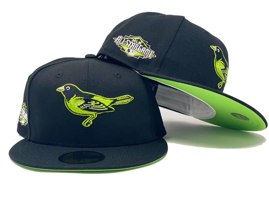 BALTIMORE ORIOLES ALL STAR GAME BLACK LIME GREEN BRIM NEW ERA FITTE DHAT