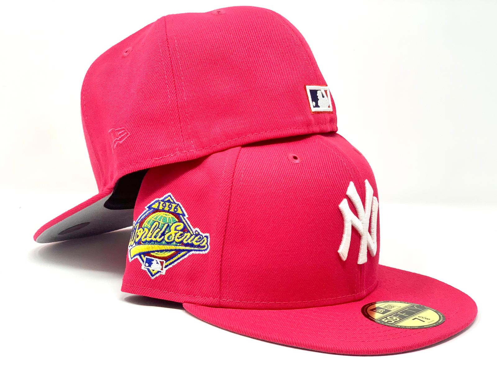 New York Yankees New Era 59FIFTY Fitted Hats (1996 World Series Side Patch Gray Under BRIM) - NY Yankees Grey Underbrim Caps - BX Bombers Fitteds 7 1/