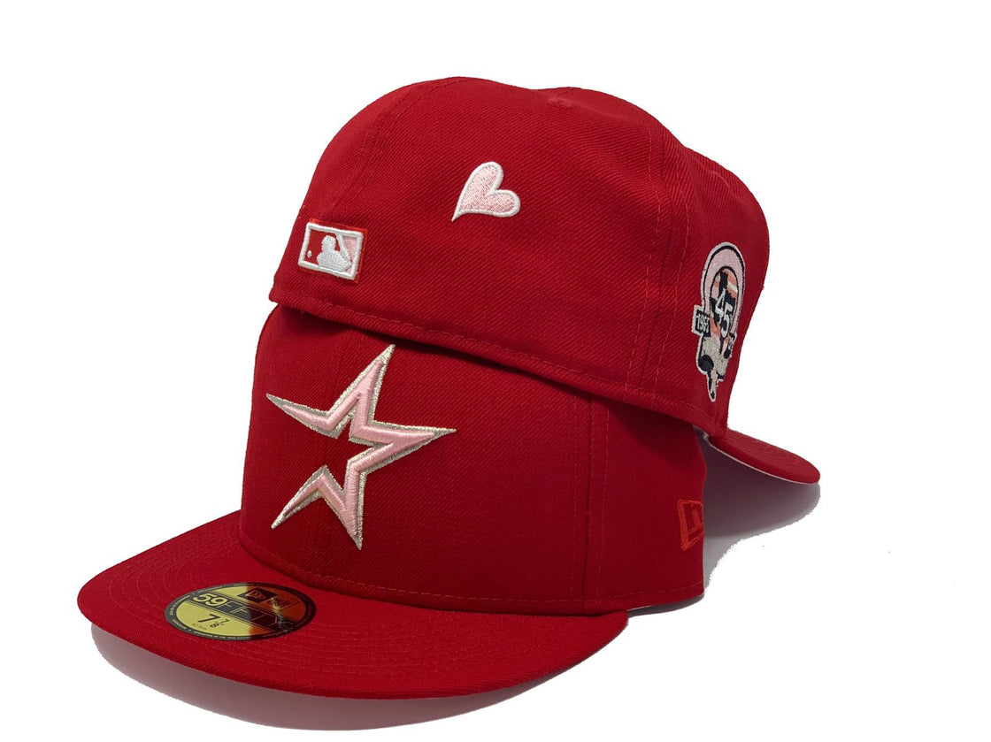 HOUSTON ASTRO 45TH ANNIVERSARY RED PINK BRIM NEW ERA FITTED HAT