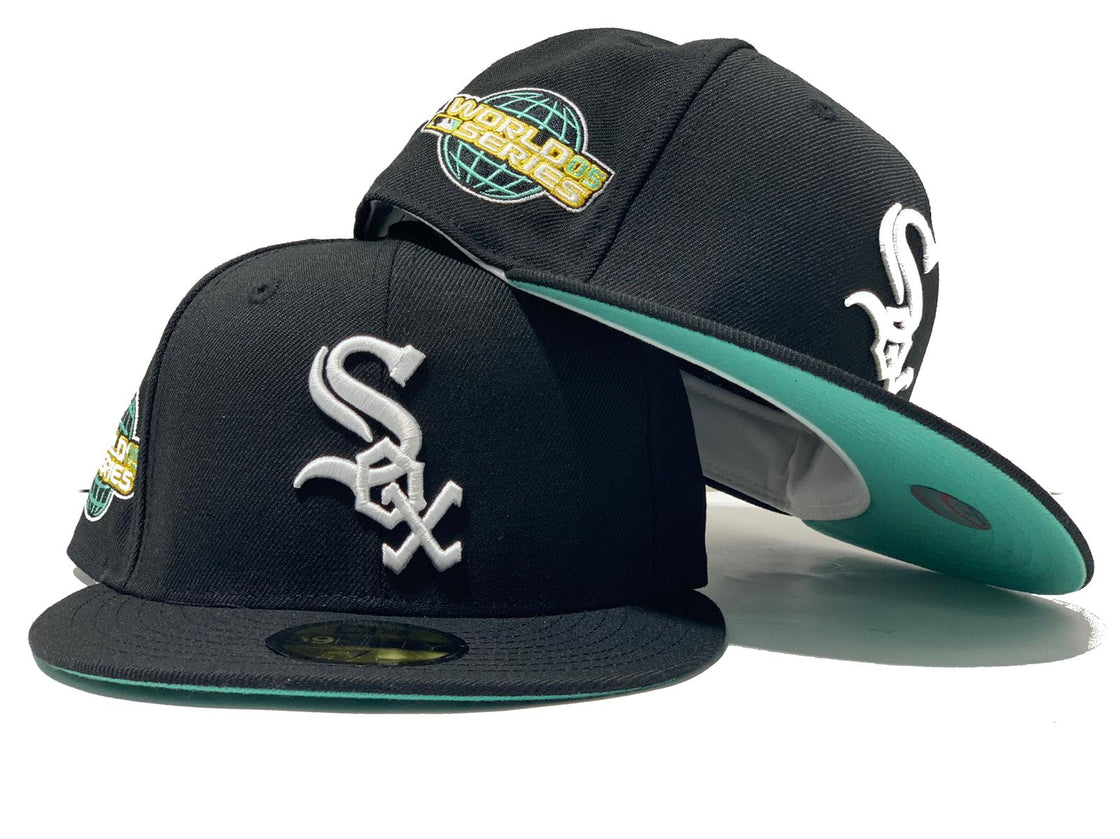 CHICAGO WHITE SOX 2005 WORLS SERIES BLACK MINT GREEN BRIM NEW ERA FITTED