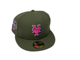 NEW YORK METS OLIVE FLORAL SP20 BRIM NEW ERA FITTED HAT