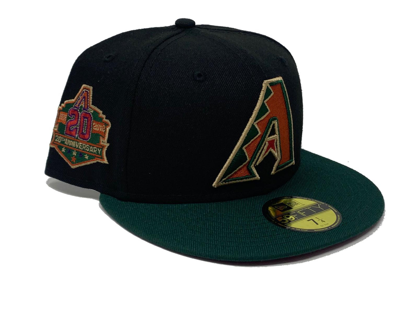 ARIZONA DIAMONDBACKS  20TH ANNIVERSARY "MLB* NHL CROSSOVER" BURGUNDY BRIM NEW ERA FITTED HAT