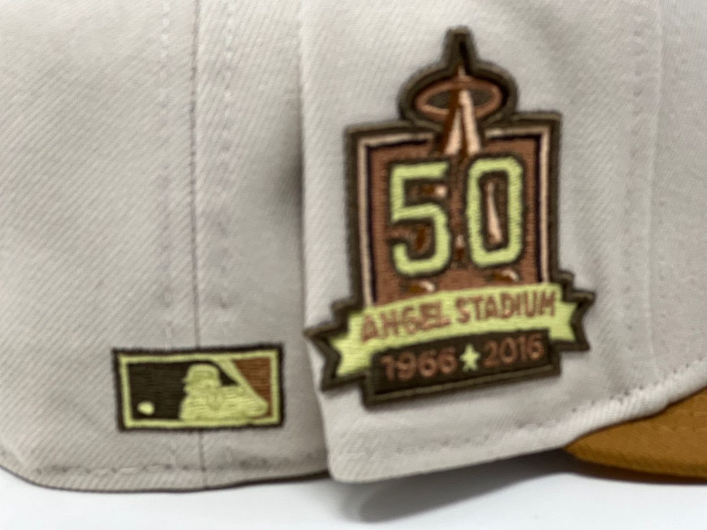 Los Angeles Angels 50th Anniversary Stone Bronze Visor Peach Brim New Era Fitted Hat