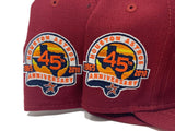 HOUSTON ASTROS 45TH ANNIVERSARY BURGUBDY ORANGE BRIM NEW ERA FITTED HAT