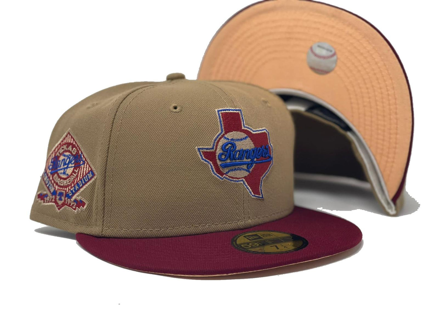 TEXAS RANGERS ARLINGTON STADIUM "ART CANVAS COLLECTION" PEACH BRIM NEW ERA FITTED HAT