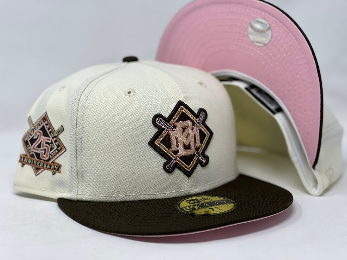 Milwaukee Brewers 25th Anniversary Pink Brim New Era Fitted Hat