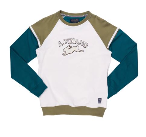Creme Avery A. TIZIANO Long Sleeve French Terry Color Block Crew
