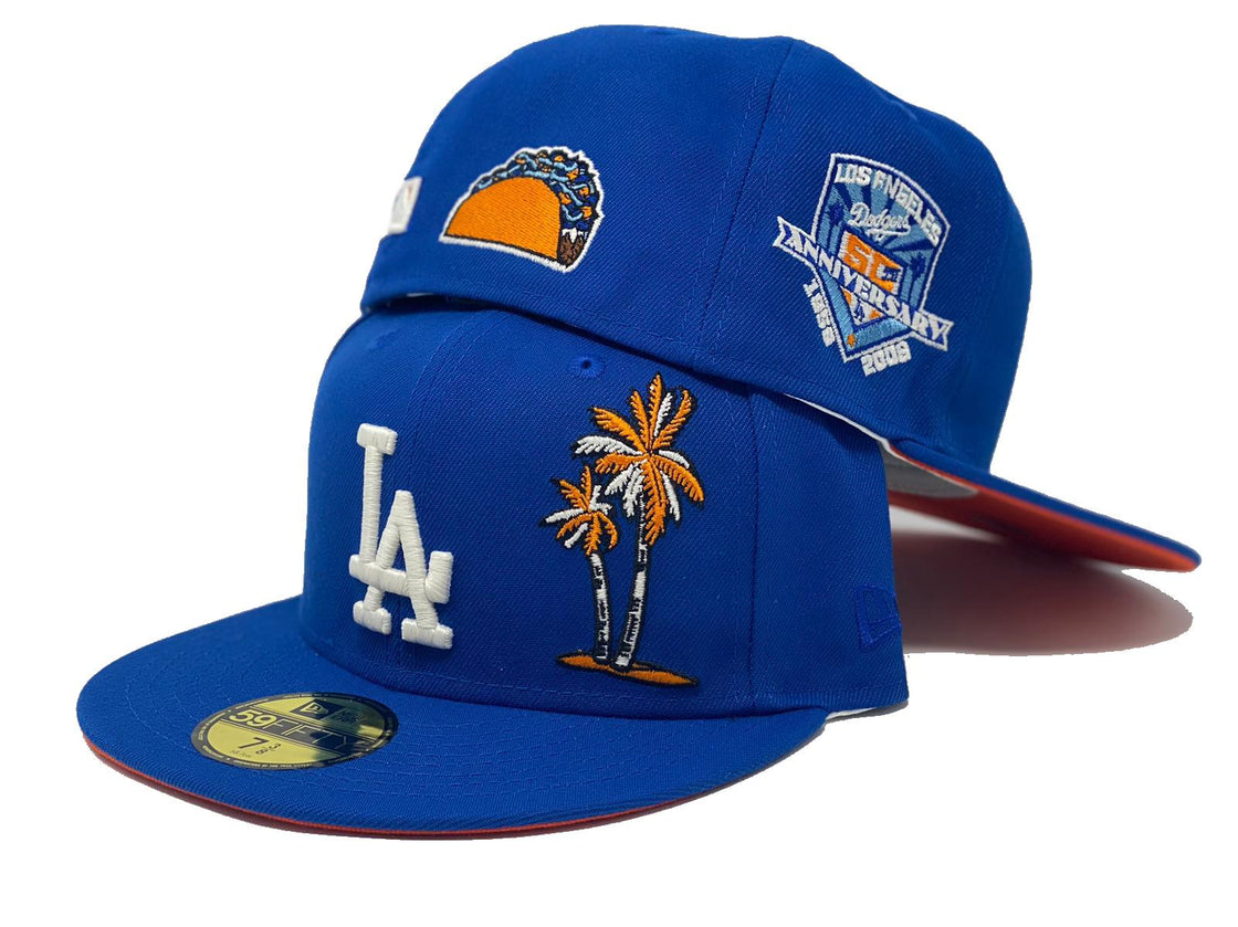 LOS ANGELES DODGERS 50TH SEASON BRIGHT ROYAL ORANGE BRIM NEW ERA FITTED HAT