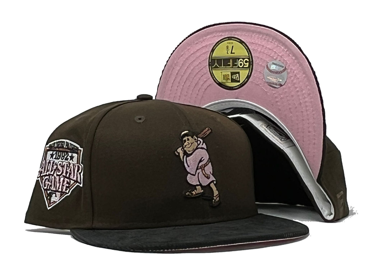 SAN DIEGO PADRES 1992 ALL STAR GAME BROWN BLACK CORDUROY VISOR PINK BRIM NEW ERA FITTED HAT