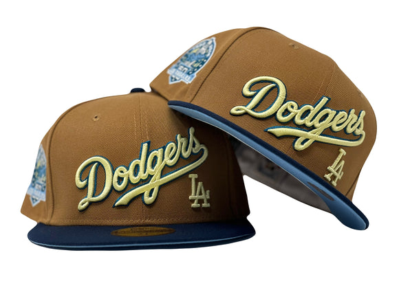 LOS ANGELES DODGERS 60TH ANNIVERSARY LIGHT BRONZE NAVY VISOR ICY BRIM NEW ERA FITTED HAT