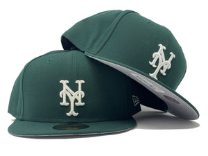 NEW YORK METS DARK GREEN GRAY BRIM NEW ERA FITTED HAT