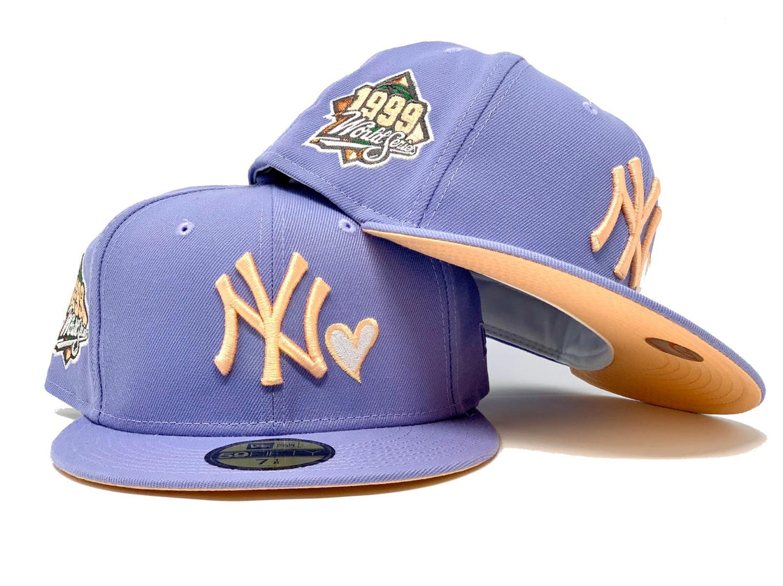 NEW YORK YANKEES 1999 WORLD SERIES LAVENDER PEACH BRIM NEW ERA FITTED HAT