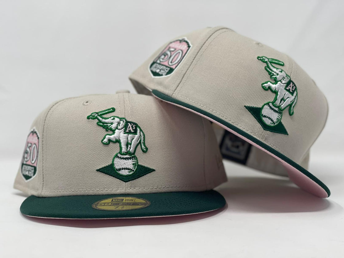 Stone Oakland Athletics 50th Anniversary Custom New Era Fitted Hat