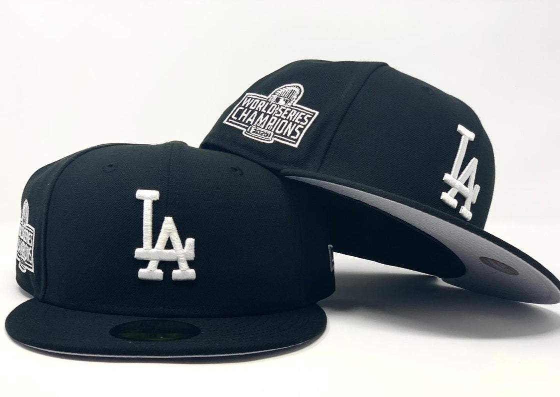 LOS ANGELES DODGERS 2020 WORLD SERIES CHAMPIONS BLACK GRAY BRIM NEW ERA FITTED HAT