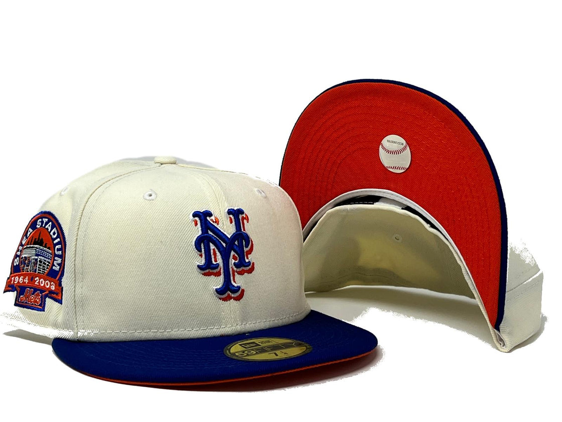 NEW YORK METS SHEA STADIUM ORANGE BRIM NEW ERA FITTED HAT