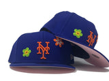 NEW YORK METS ROYAL FLOWER PATTERN PINK BRIM NEW ERA FITTED HAT